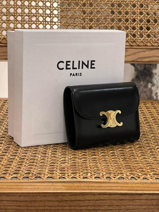 Celine Triomphe Parlak Dana Derisi Küçük Kapaklı Cüzdan