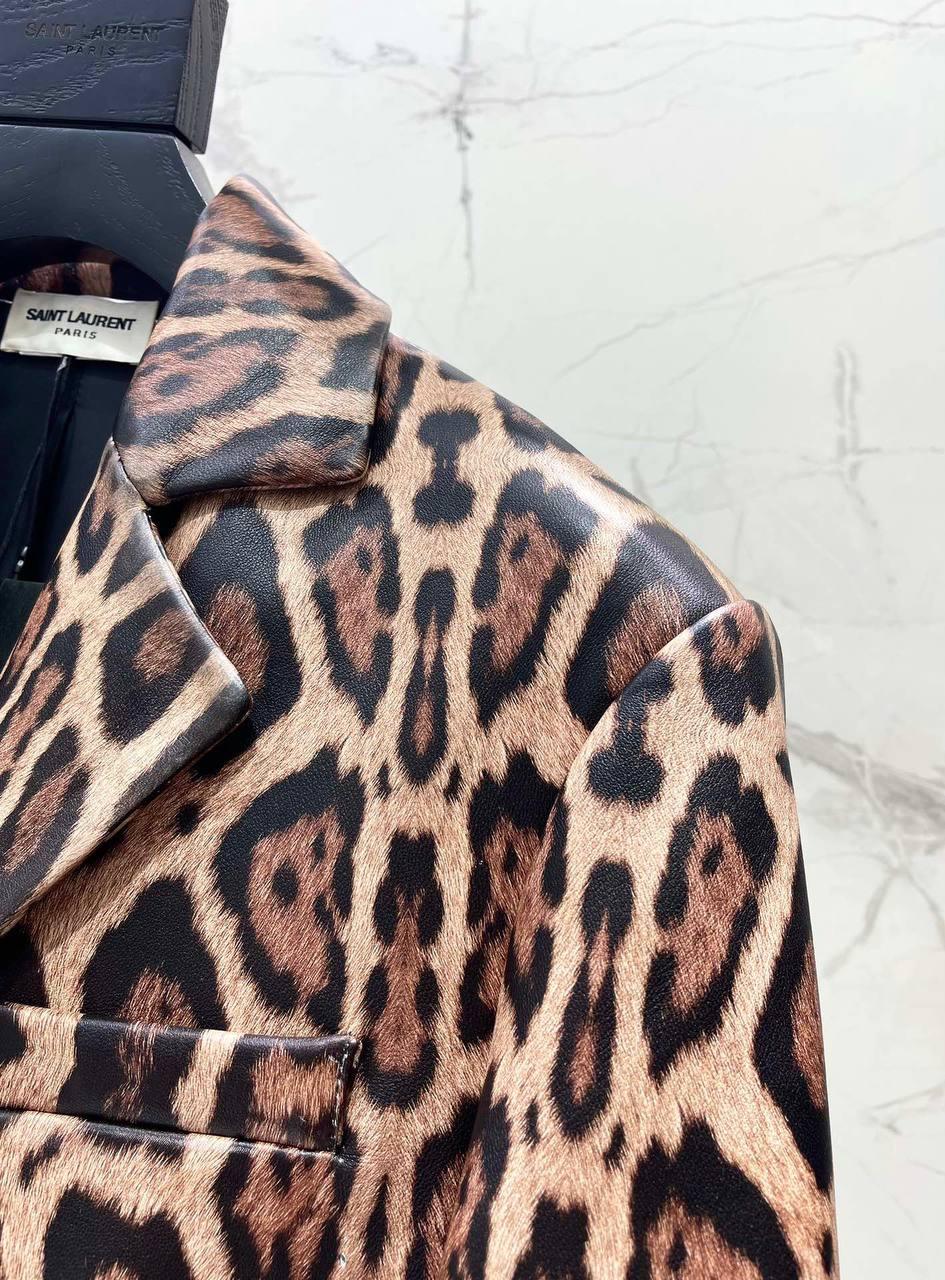 Yves Saint Laurent Deri Leopar Ceket