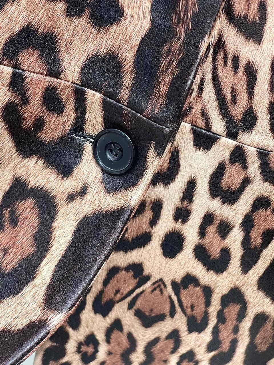 Yves Saint Laurent Deri Leopar Ceket