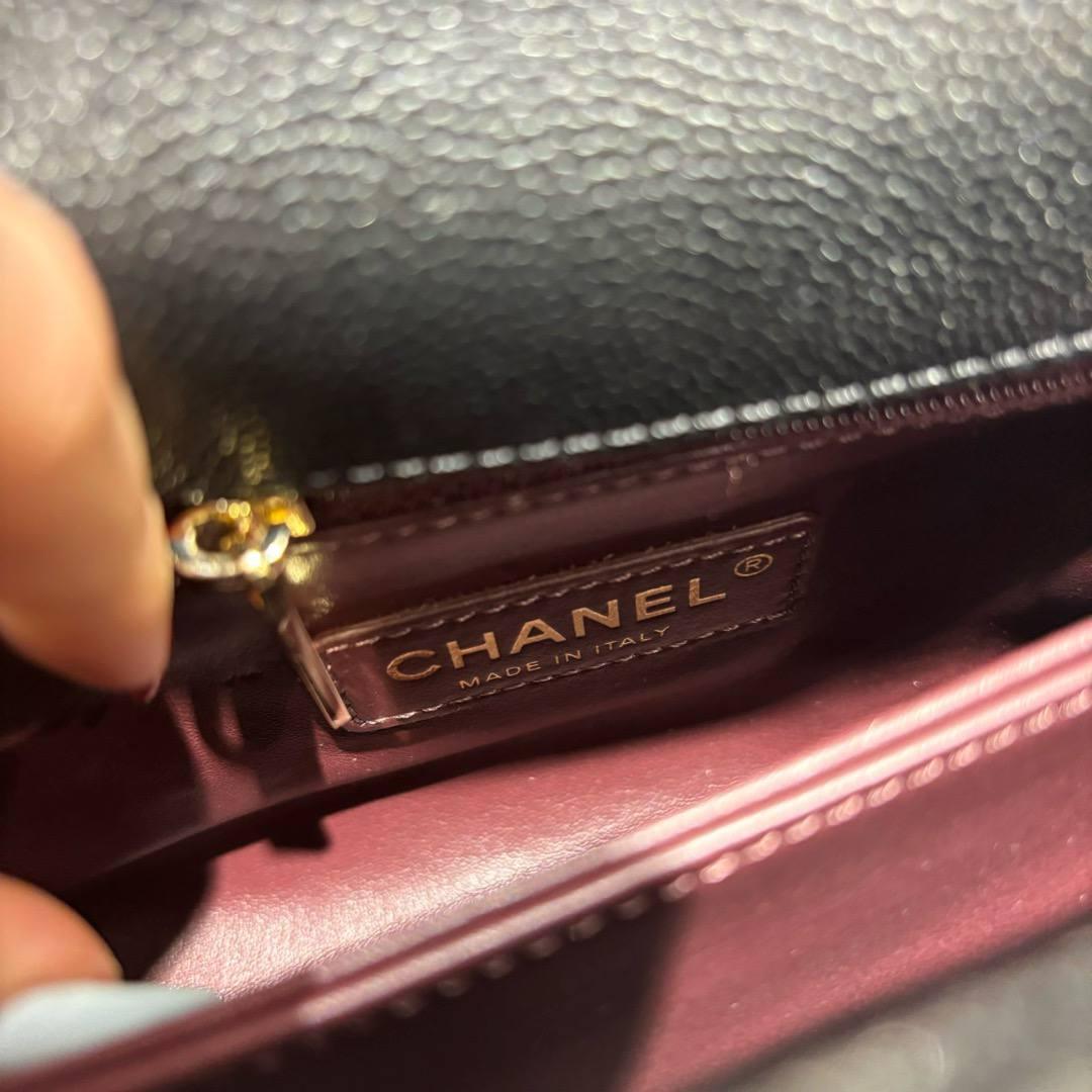 Chanel Küçük 24cm Coco Saplı Kapak Siyah Havyar LGHW