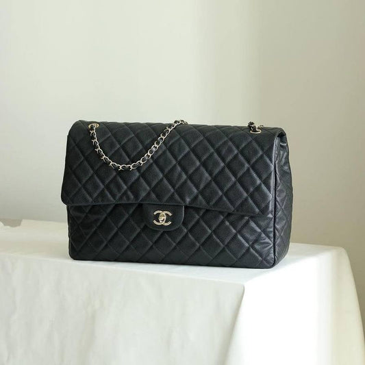 Chanel XXL Flap Bag Black Caviar Light Gold Hardware 24C