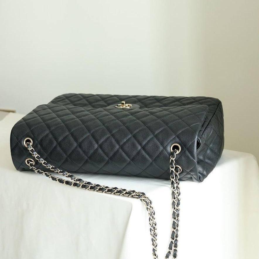 Chanel XXL Flap Bag Black Caviar Light Gold Hardware 24C