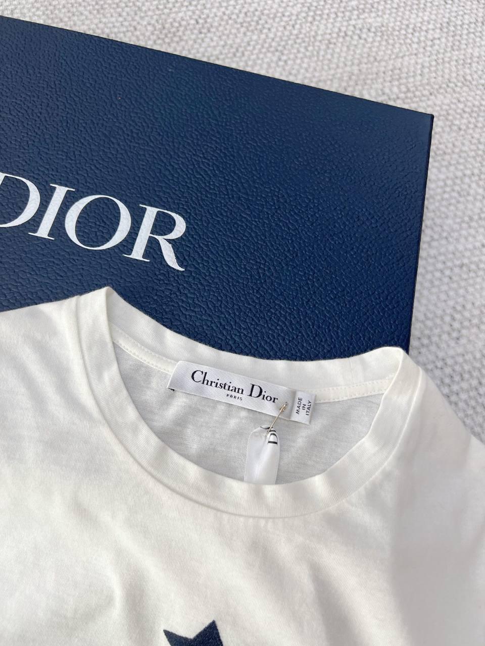 Dior Tişört İmzalı Beyaz Pamuklu Jarse