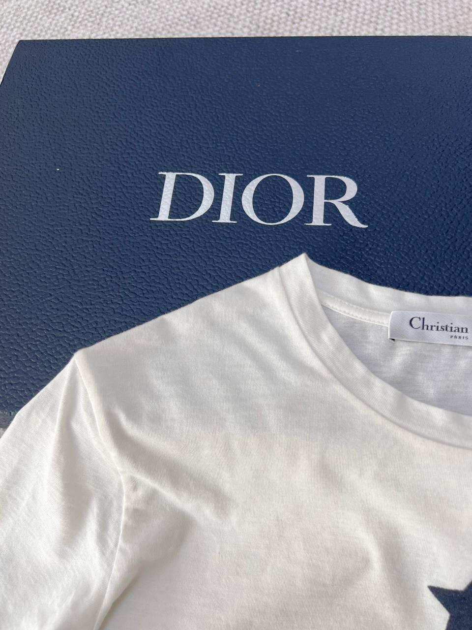 Dior Tişört İmzalı Beyaz Pamuklu Jarse