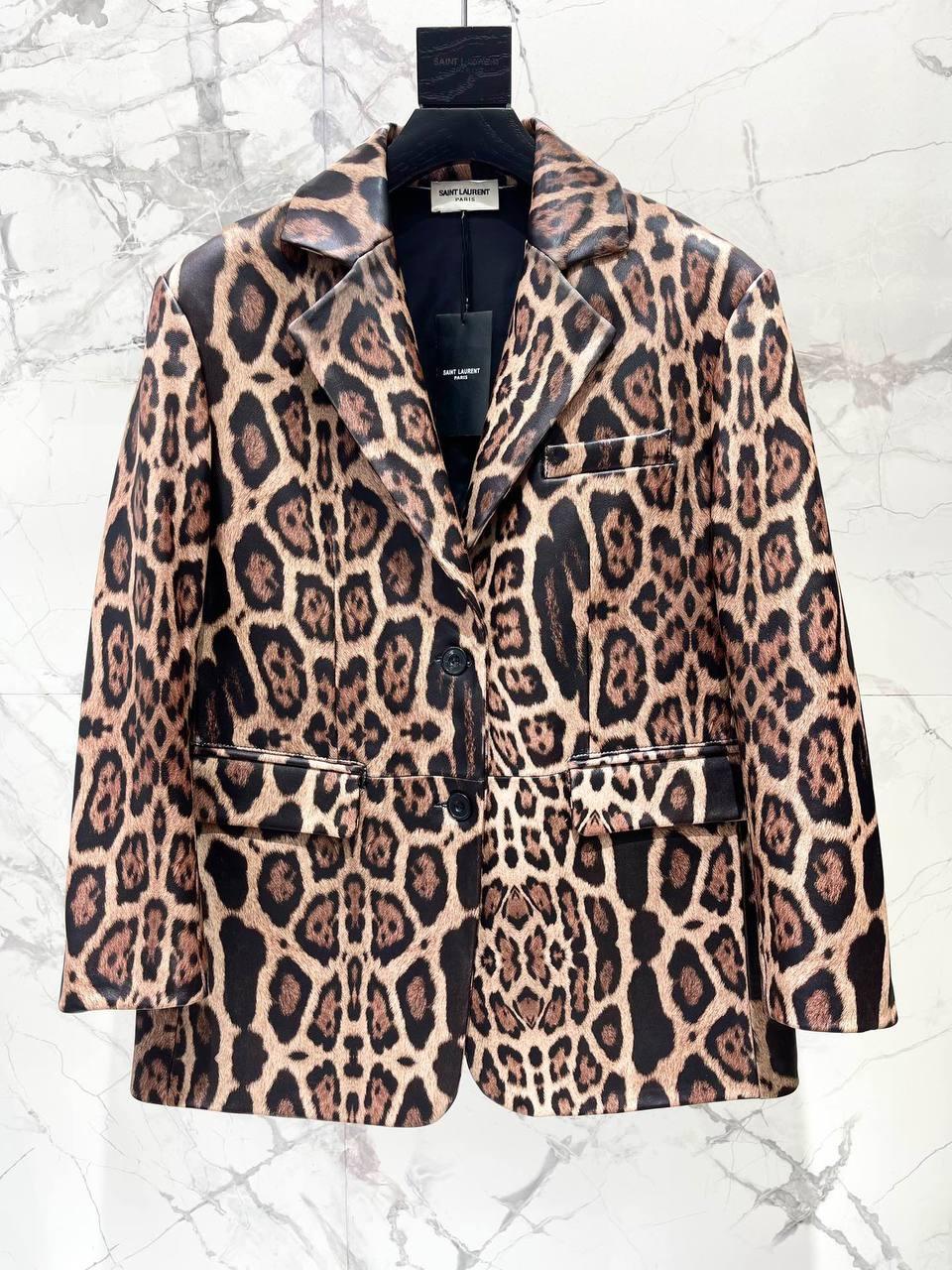 Yves Saint Laurent Deri Leopar Ceket