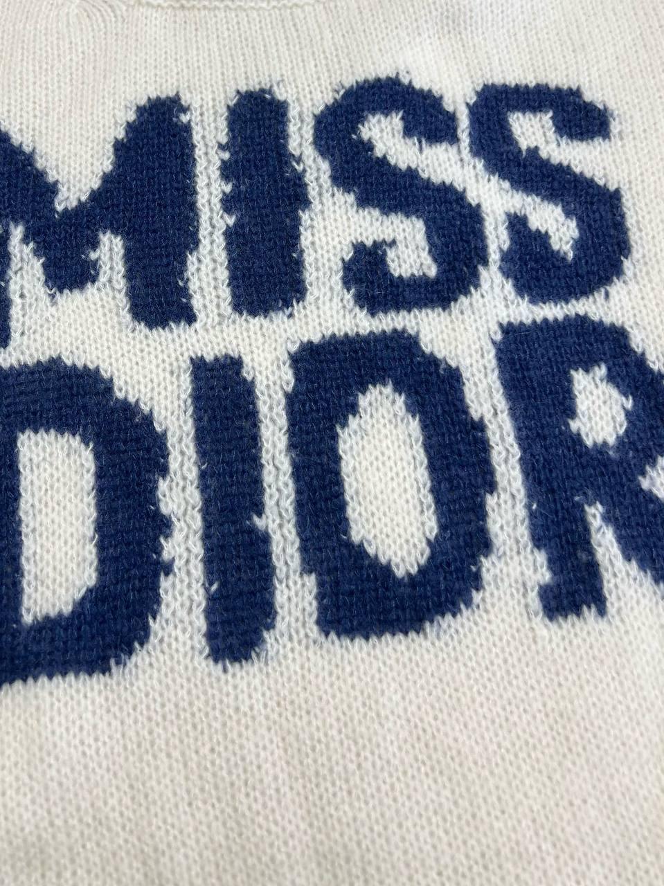 Dior Kazak Blue Miss Dior Graffiti Motifli Ekru Kaşmir ve İpek Örgü