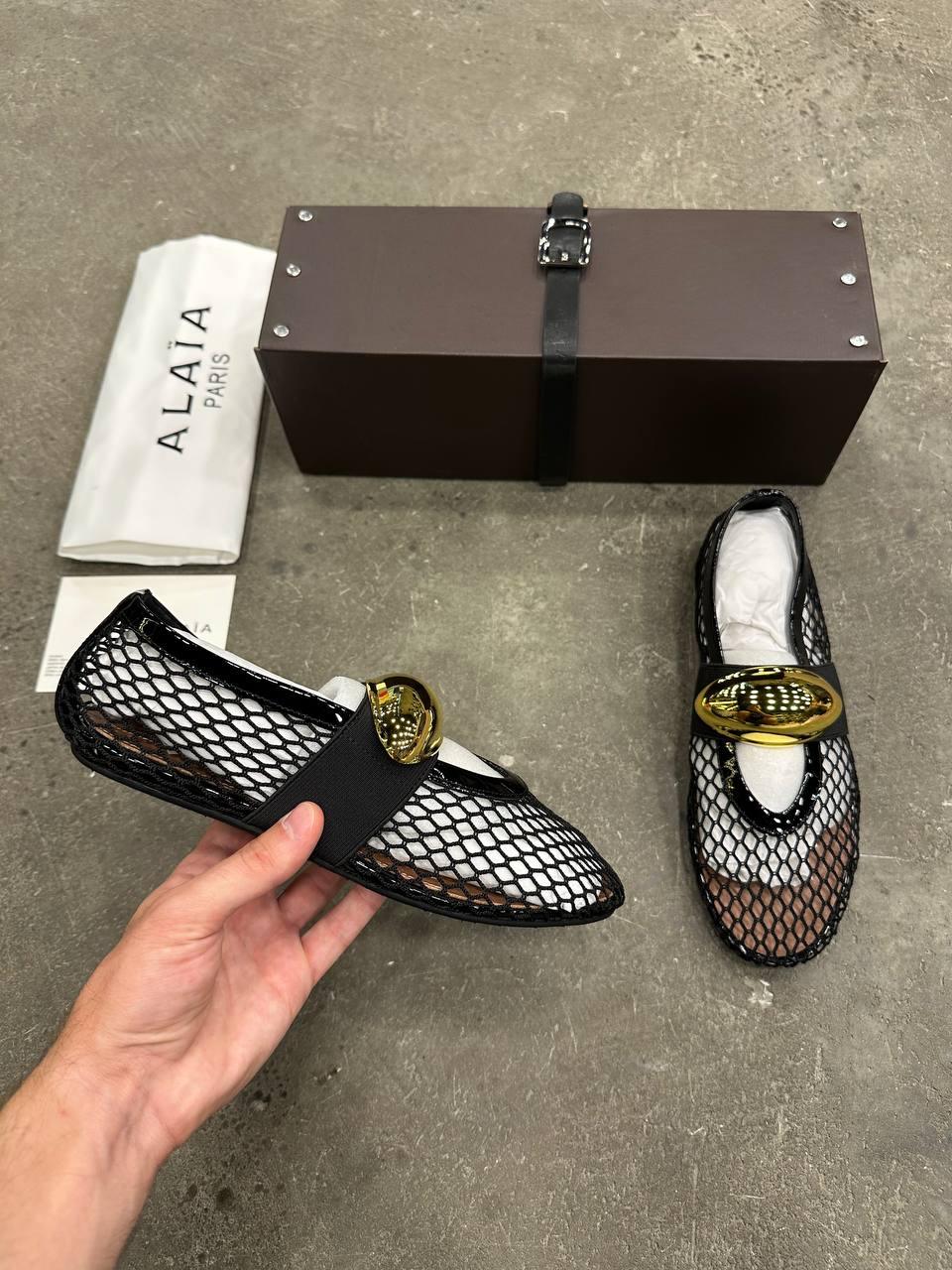 Alaia Ballet Flats Jewel In Fishnet