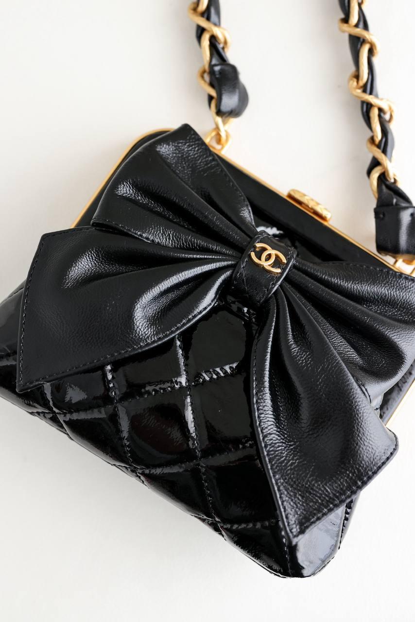 Chanel CC Mini 13 Black Lambskin Strap Clutch