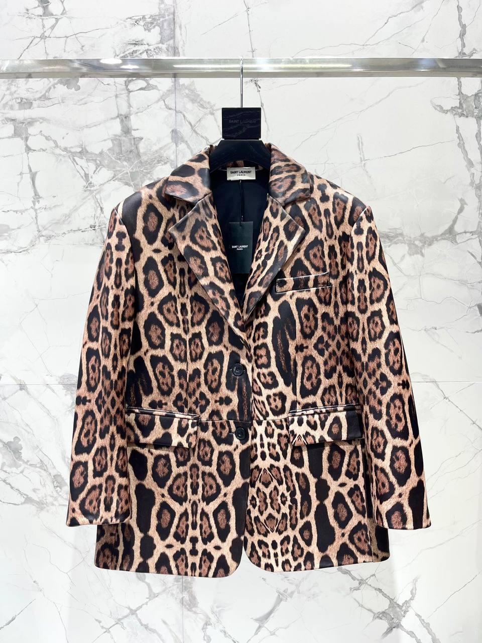 Yves Saint Laurent Deri Leopar Ceket